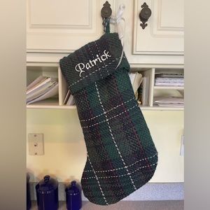 Green plaid Christmas stocking monogrammed PATRICK